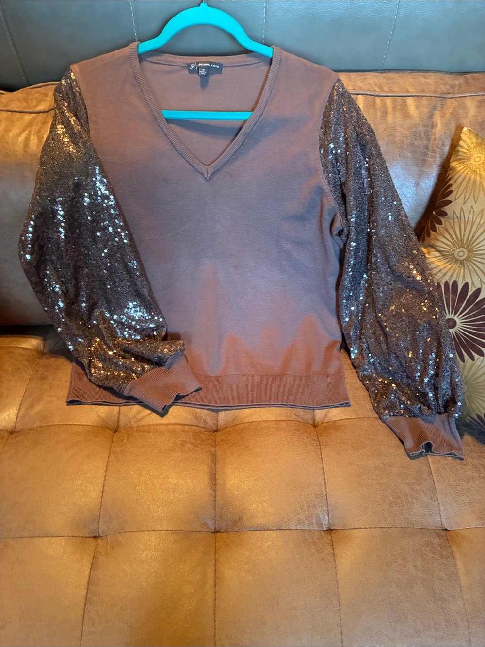 Adrianna Papell Brown Knit Top